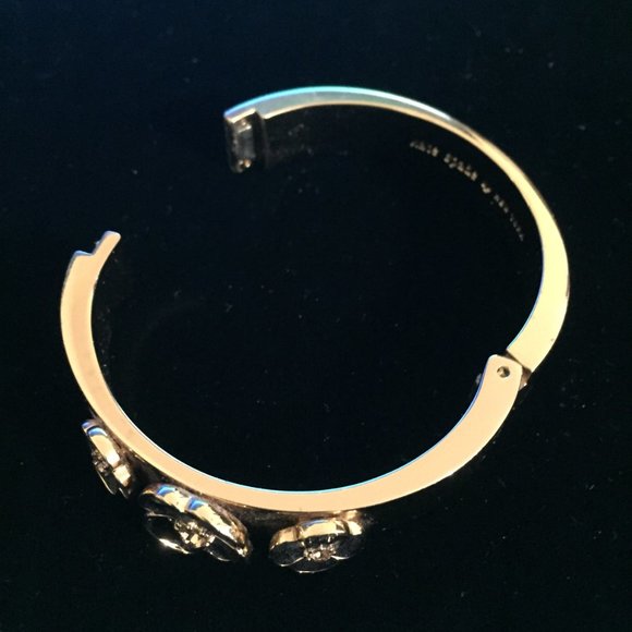 Kate Spade Gold Tone 3 Flower Hinged Bracelet - Picture 3 of 4